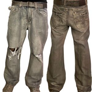 Black Brand Men's Bootcut Distressed Grey Jeans